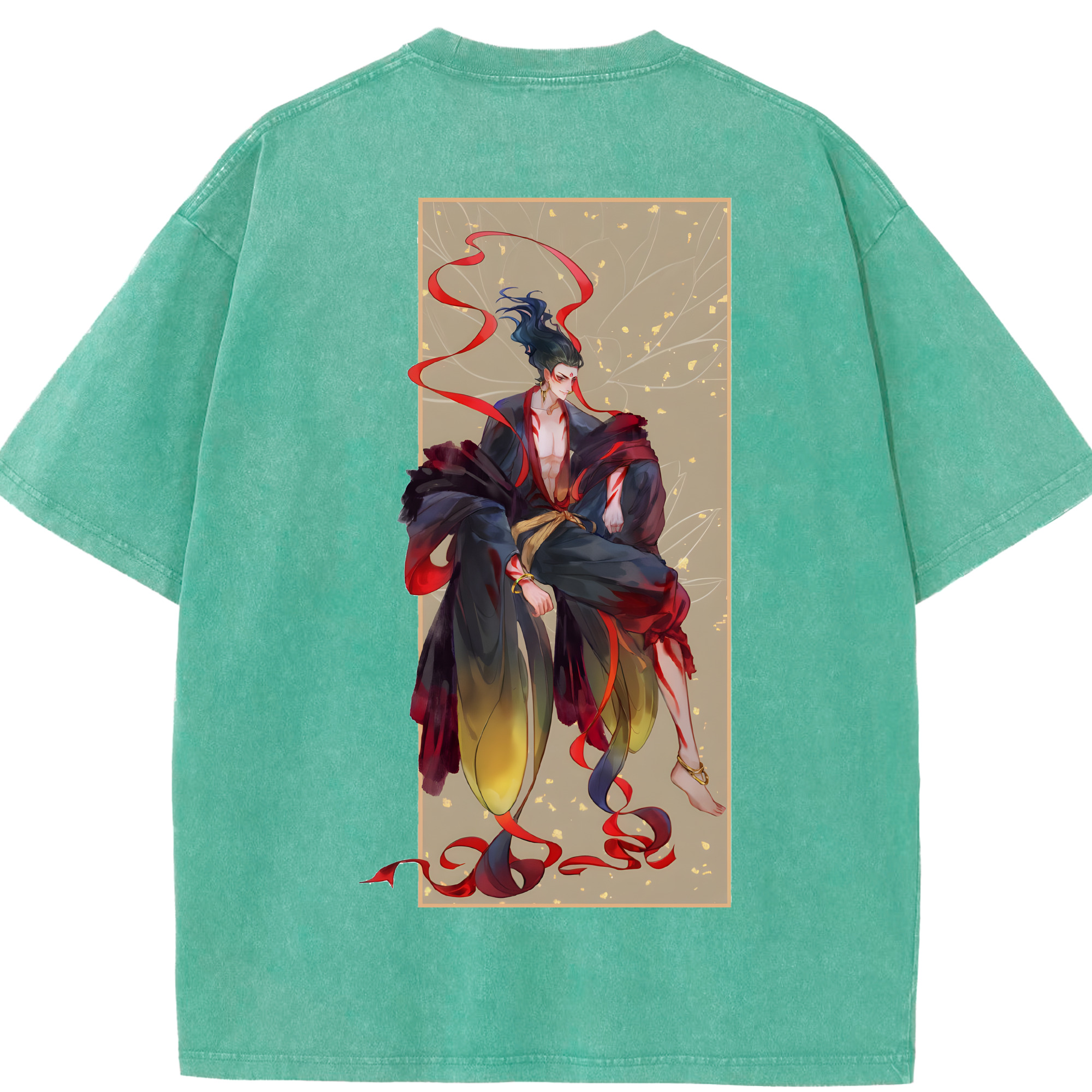 （画像用） Ne Zha 2 ナタ 魔童の大暴れ 綿100% ヴィンテージ風 半袖Tシャツ（背面プリント）